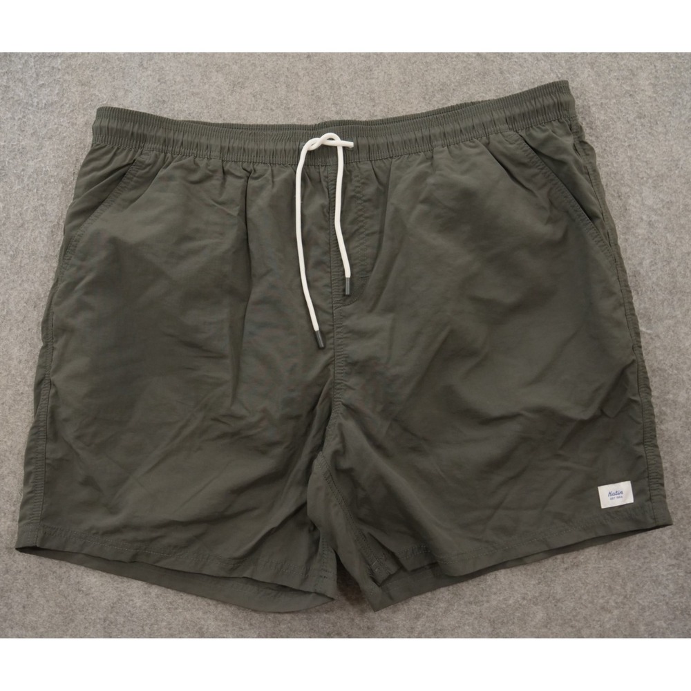 Katin Shorts Mens 2XL XXL Gray Swim Trunks Lined Surf Drawstring Elastic Waist